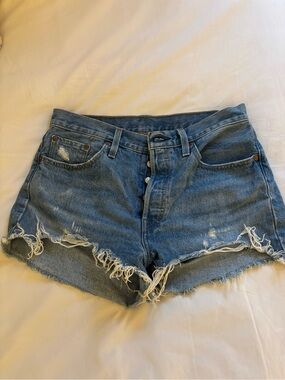 Levi's Distressed Blue Denim Jean Shorts